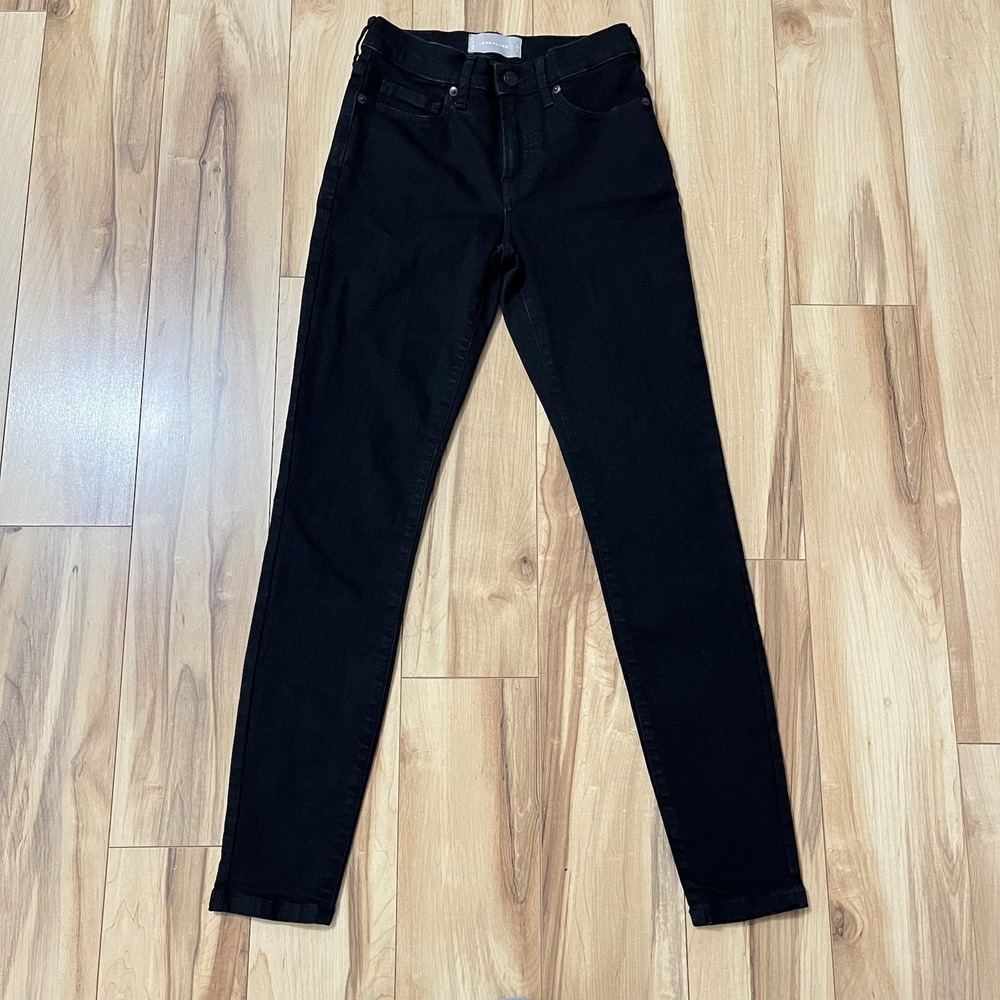 Everlane Mid Rise Black Skinny Jean Sz 26 Regular Cotton 28" Inseam